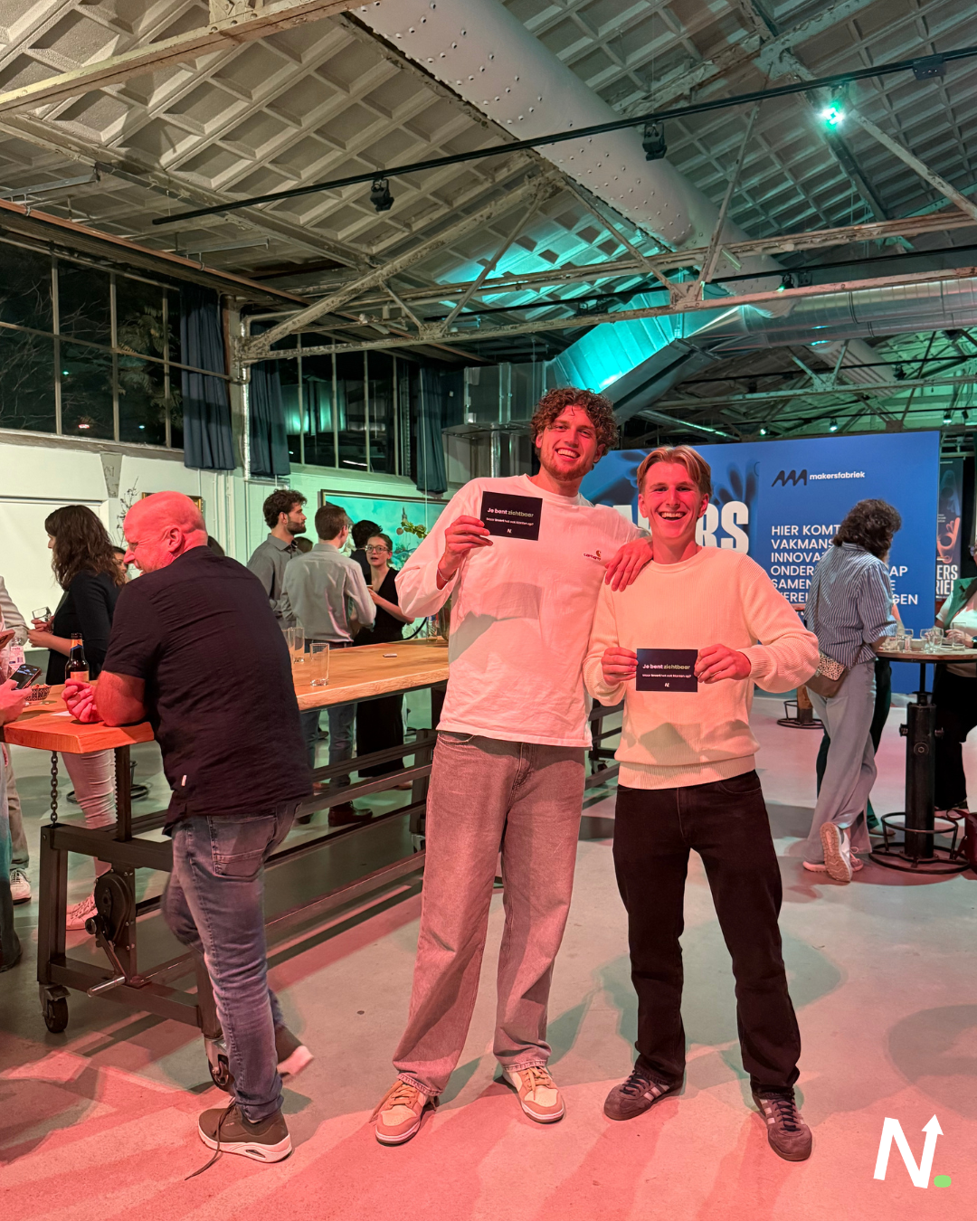 Bas en Daniel van Nuzichtbaar tijdens een netwerkavond in Zwolle