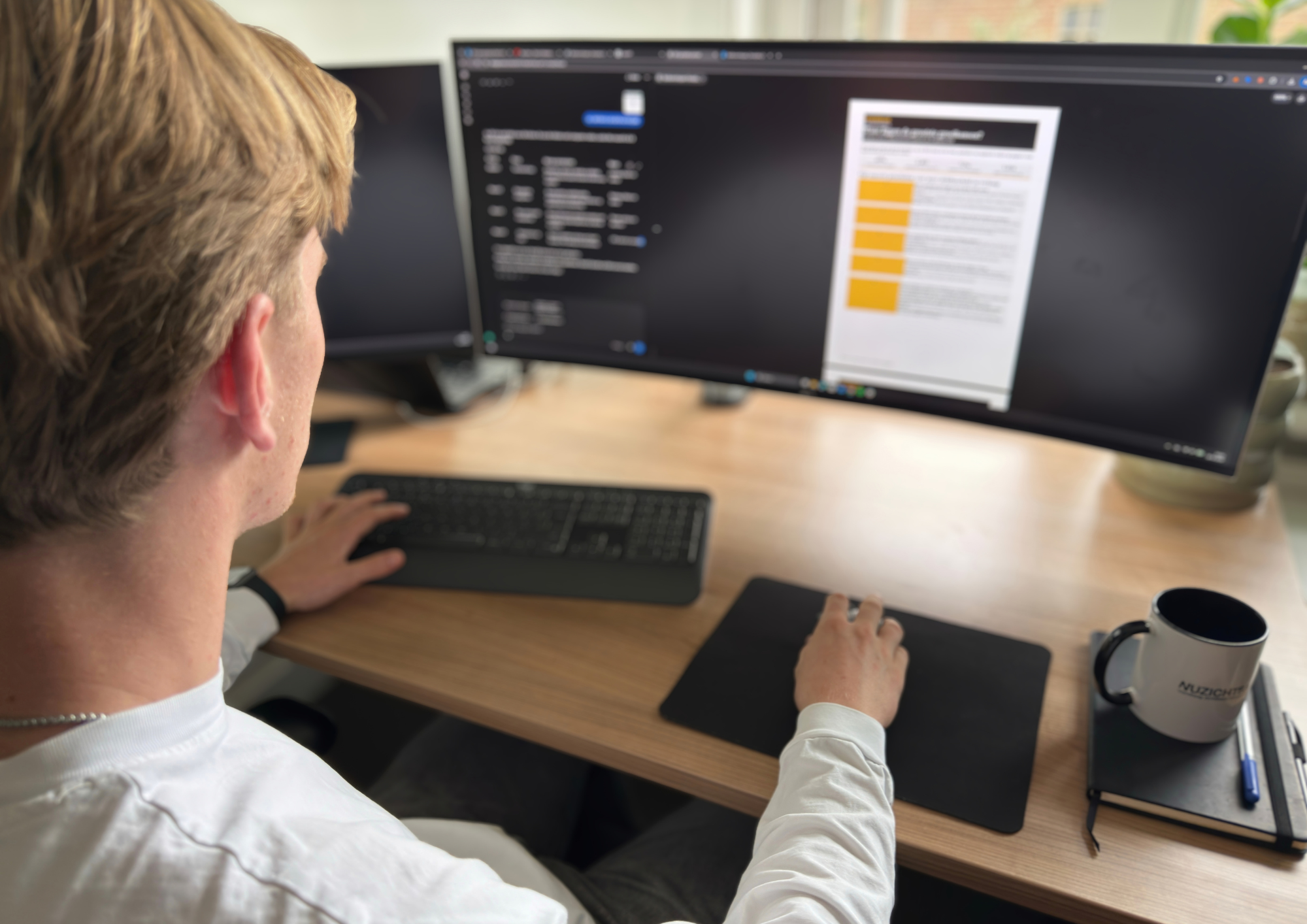 Daniel aan het werk bij Nuzichtbaar in Zwolle
